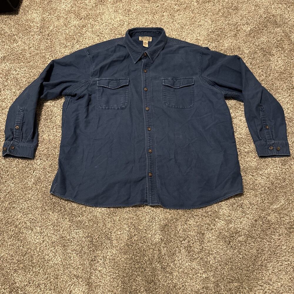 Duluth Trading Heavy Flannel Shirt Mens 3XL Blue Button Up Heavy Outdoors